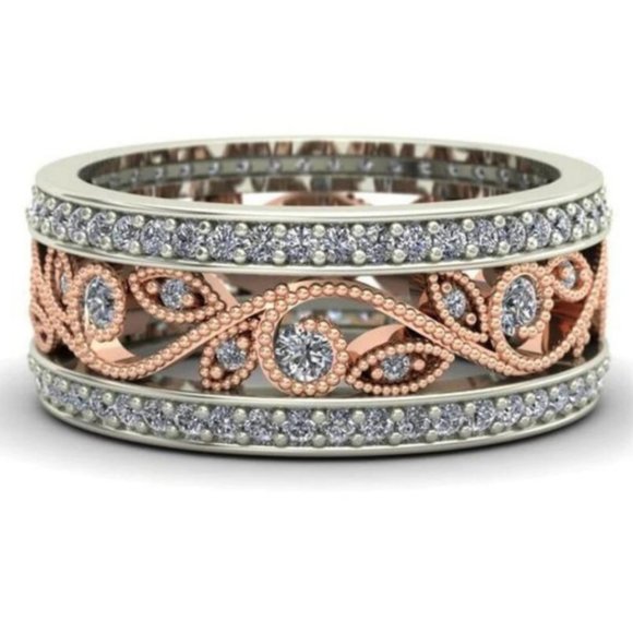 Rose Gold & White Sapphire Ring - Picture 2 of 3